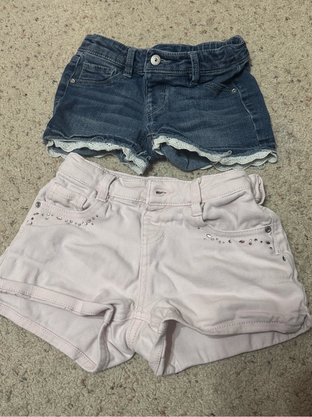 Members mark Denim Blue 6/6x and Light Pink Girls' Shorts size 7/8 Duo